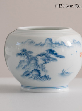 蜀门手绘桌面陶瓷装饰水培花瓶绿植客厅插花摆件青花瓷装饰小花器