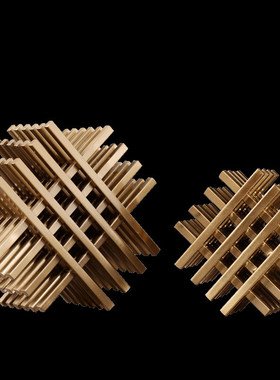 北欧现代轻奢创意金属摆件几何线条艺术样板房咖啡厅设计师装饰品