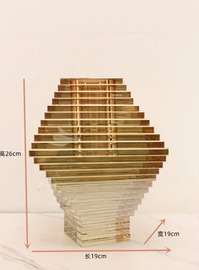 欧式餐厅简约茶色水晶花器卧室玄关客厅创意书房办公室家居工艺品