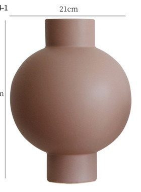 哑光圆形陶瓷花瓶摆件客厅干花插花创意家居器玄关餐桌装饰品批发