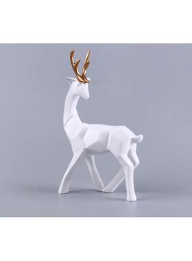 新品北欧风小鹿轻奢客厅装饰摆件树脂工艺品一鹿相伴摆件批发