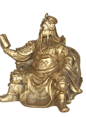 杨铜记 铜器批发铜坐关公看书关公阅读拿书摆件工艺品厂家批发