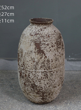 侘寂风复古花瓶粗陶民宿插新中式陶瓷陶罐干花器阳台花盆家居摆件