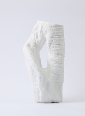 创意树桩陶瓷花瓶极简轻奢风软装饰品样板间侘寂极简风潮州厂家新