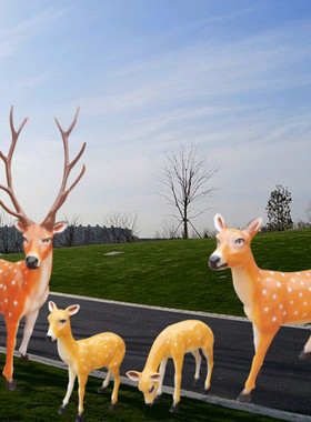 厂家仿真玻璃钢梅花鹿雕塑摆件树脂工艺品户外园林庭院景观装饰