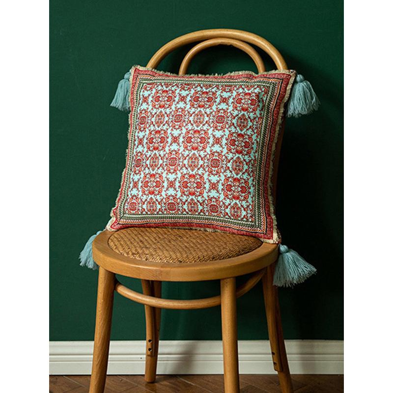 zb6m批发流苏轻奢设计民族风复古现代绣花抱枕套沙发长方形腰靠枕 - 图3