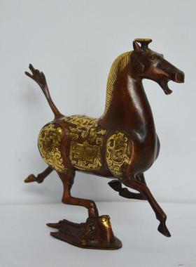 铜器摆件铜精工纯铜摆件仿古精马到成功马踏飞燕生肖马酒柜摆件