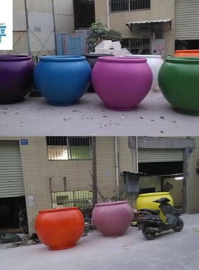 热销玻璃钢大口形花盆阔口圆形装饰商场酒店美陈花盆花器雕塑花器