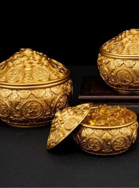 黄铜开业礼品百福缸摆件客厅米缸家用工艺品办公室聚宝盆厂家批发