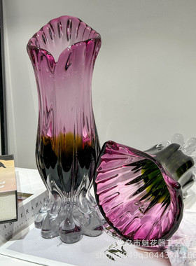 热销现代轻奢异形大号色创意高级感双拼花瓶艺术摆件样板间插花水