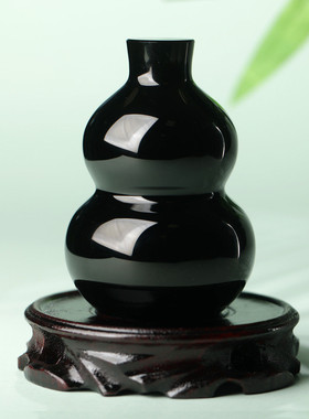 7wlo装饰品黑曜石葫芦摆件家居饰品客厅桌面天然轻奢乔迁新居礼