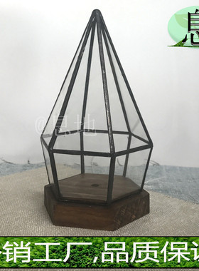 72h包邮!工厂直销锡小夜灯6边钻底部开口几何火树银花黑玻璃灯罩