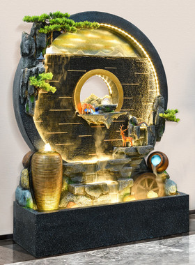 热销假山圆形流水摆件水幕墙创意装饰水景公司客厅落地摆件开业景