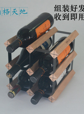 m204瓶酒架桃花芯实木简约木质红酒架储物架子4原木6瓶8瓶酒瓶托