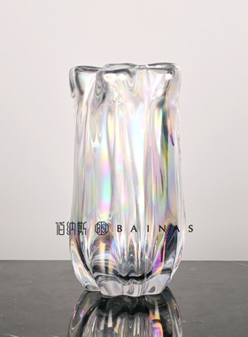 轻奢现代炫玻璃花瓶透明彩插花样板间售楼处客厅餐桌玄关饰品摆件
