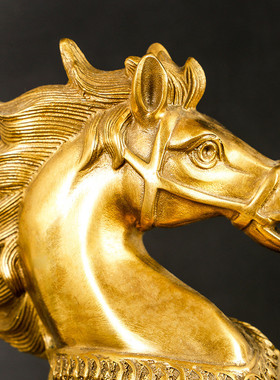 铜马摆件铜马匹金钱马办公室家居生肖马摆件工艺品铜小福字马