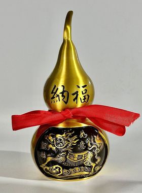 郑亿百葫芦摆件开口玄关葫芦客厅摆件铜麒麟福黄铜金属工艺品批发