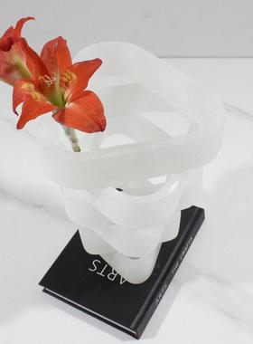 热销层叠轻奢云石现代错位花器艺术花瓶摆件样板间酒店民宿装饰品
