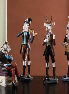 热销英伦绅士软装树脂摆件家居动物酒柜装饰品客厅电视柜摆件厂家