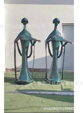热销现货拉二胡雕塑雕塑古代女子仕女吹拉弹唱唐韵玻璃钢商场公园