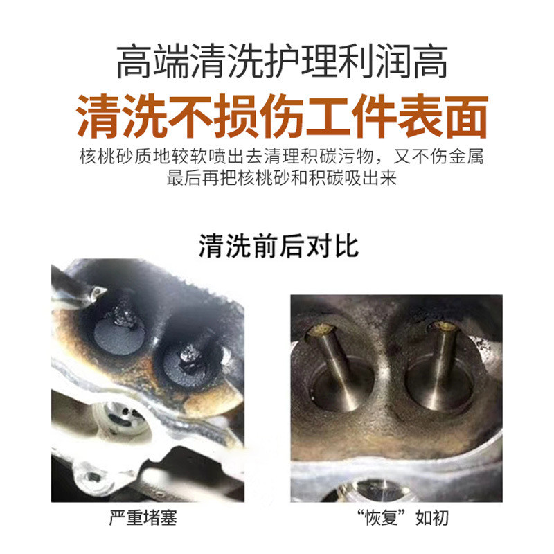 核桃砂积碳清洗机缸内直喷发动机进气门节气门积碳除碳机核桃沙 - 图0