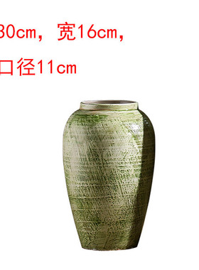 客厅插花摆件美式绿色陶瓷工艺文艺粗陶小花瓶景德镇陶罐餐厅