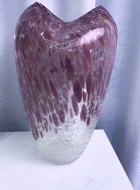 热销琉璃高端粉色轻奢插花花瓶摆件