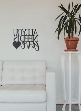 热销现代简约铁艺字母金属剪影挂件客厅沙发背景墙面装饰艺术工艺