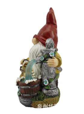 小狗洗澡侏儒精灵树脂工艺品太阳能摆件小矮人户外庭院装饰品