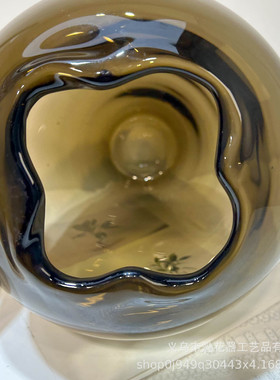 热销纯咖色重工手工琉璃摆件高级感厚重水培插画器别墅样板间高级