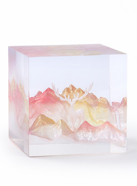 微售楼处创意方体摆件简约现代檀办公室书房桌面装饰品树脂工艺品