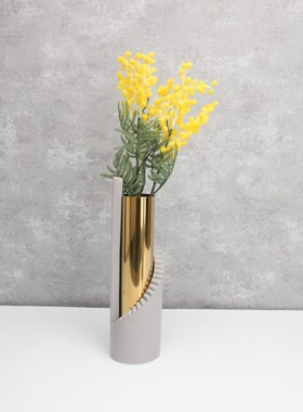 中式样板房金色花器花插金属售楼部卧室书房客厅餐厅桌面玄关摆件