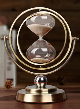 创意地球仪沙漏家用办公室个性摆件工艺品金属沙漏计时器室内摆件
