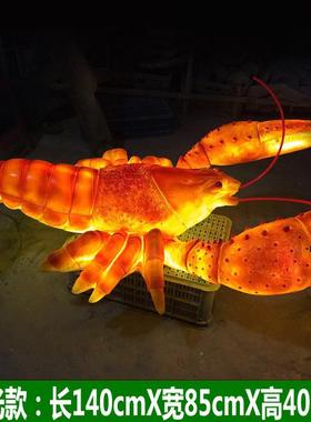 户外发光灯大螃蟹仿真龙虾模型摆件玻璃钢雕塑造景亮化装饰品挂件