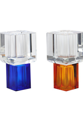 现代简约花器水晶橙色样板间客厅诧寂蓝色橙色灰色装饰花瓶花摆件