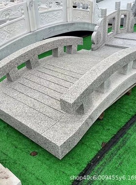 天然日式景观石栏杆庭院整小石桥户外花岗岩小桥石雕扶手石拱桥桥