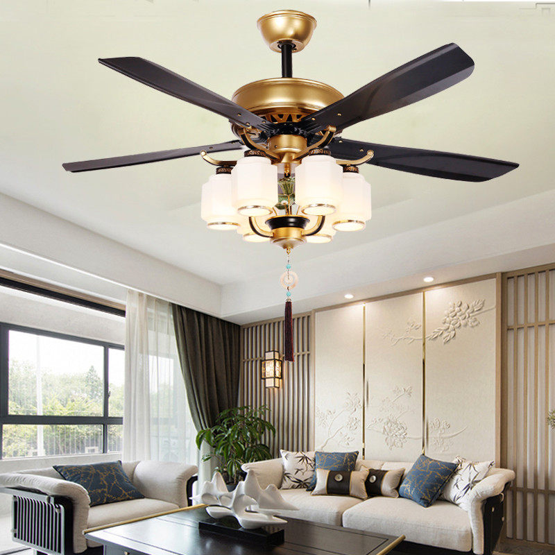 新中式风扇灯铁叶家用客厅餐厅吊扇灯卧室带灯吊扇茶楼电风扇吊灯,淘宝优惠券,粉丝福利购,淘宝优惠卷