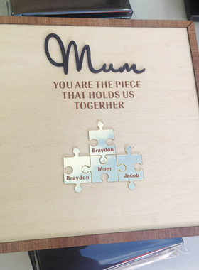 长方形木质母亲节拼图工艺品定制厂家加工各类欧美节日工艺品