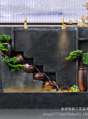 热销水幕墙屏风假山流水喷泉摆件庭院客厅落地办公室玄关水景鱼池
