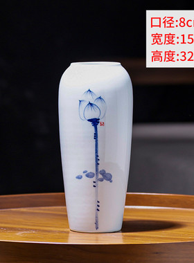 景德镇陶瓷花瓶摆件客厅种花落地高级感插花盆大复古陶罐装饰中式