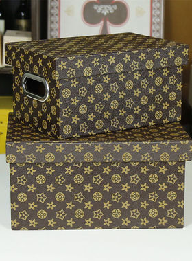 热销新款样板房简约咖色收纳盒衣帽间装饰皮革储物盒展厅酒店软装