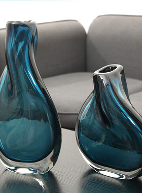 热销现代简约设计玻璃透明花瓶异形插花花器创意软装不规则装饰摆