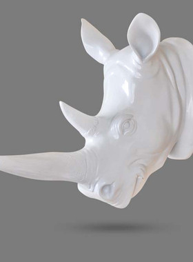 欧式树脂仿真家居动物犀牛头创意餐厅写实风格复古工艺品壁挂