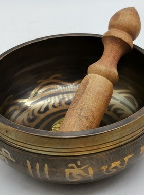 古玩古董铜器收藏仿古法用品钵佛音碗音摆中号