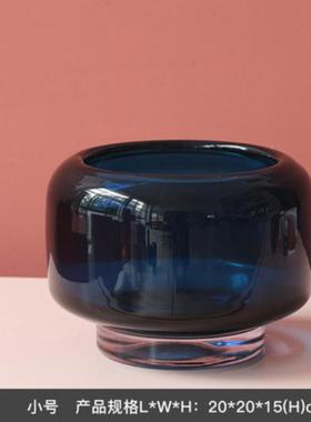 北欧风大口径玻璃花瓶家居客厅摆件花艺插花卧室餐桌装饰品批发