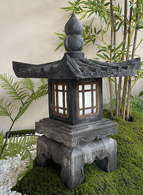 w~石雕石灯日式庭院青石石头灯园林户外仿古石灯笼新中式复古石