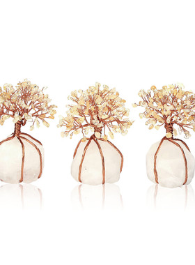 水晶树石头碎石绕线小树摆件七色碎石树能量水晶批发饰厂家摆