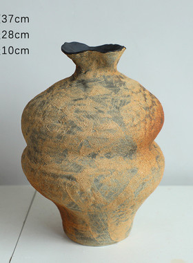 景德镇陶瓷花瓶摆件客厅插花新中式餐桌寂风侘小花器姑复古粗陶罐