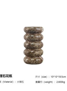 现代简约天然大理石寂风侘层叠花瓶摆件客厅卧室餐厅软装饰品摆件