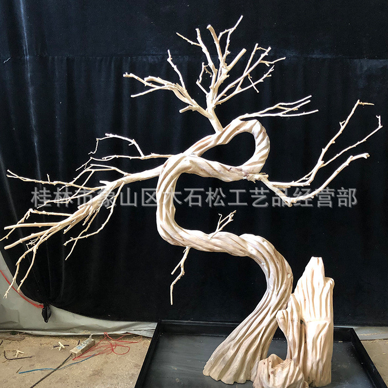 造型枯树枝手工仿真树根雕艺术桐木摆件树橱窗会议室装饰景观树 - 图0